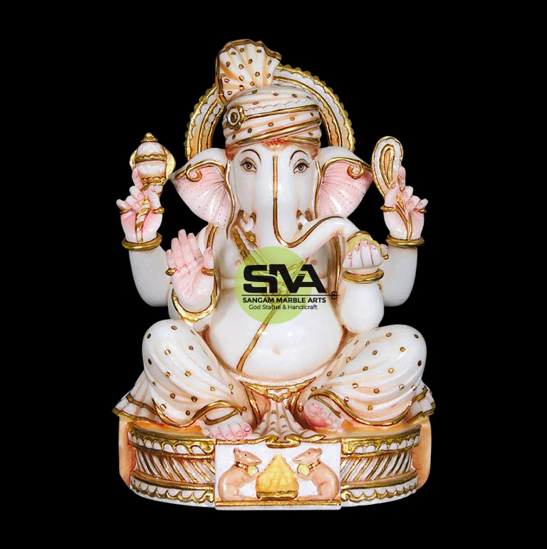 Big Pure White Ganpati Statue in marble