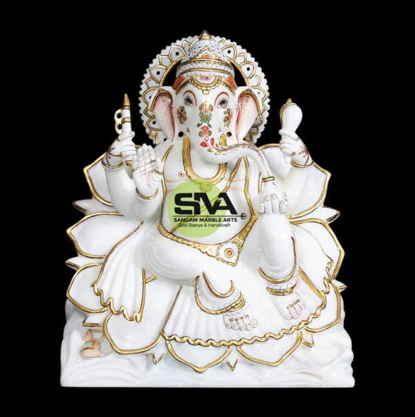 Ganesh Statue sitting on Lotus