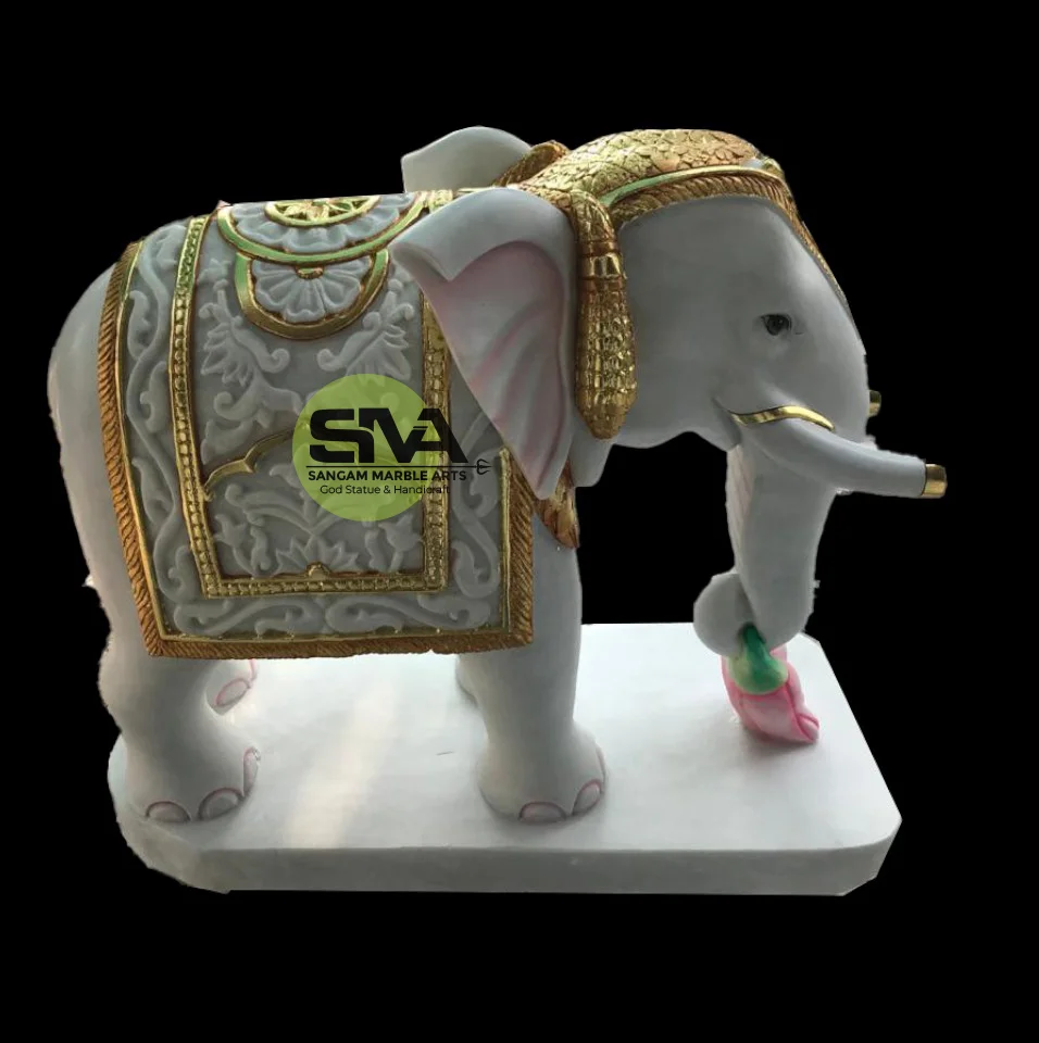 Marble Elephant Statue for Interior Decor