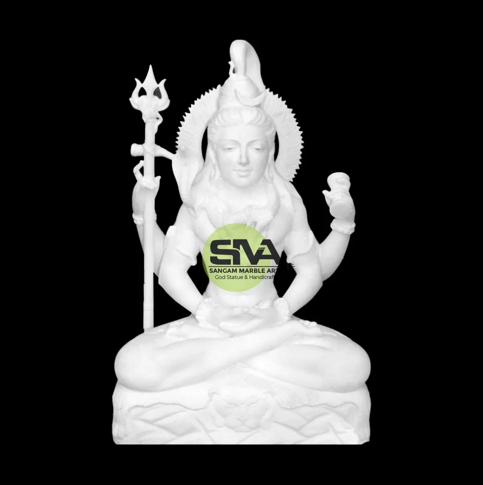 Meditating Shiva Statue in Marble