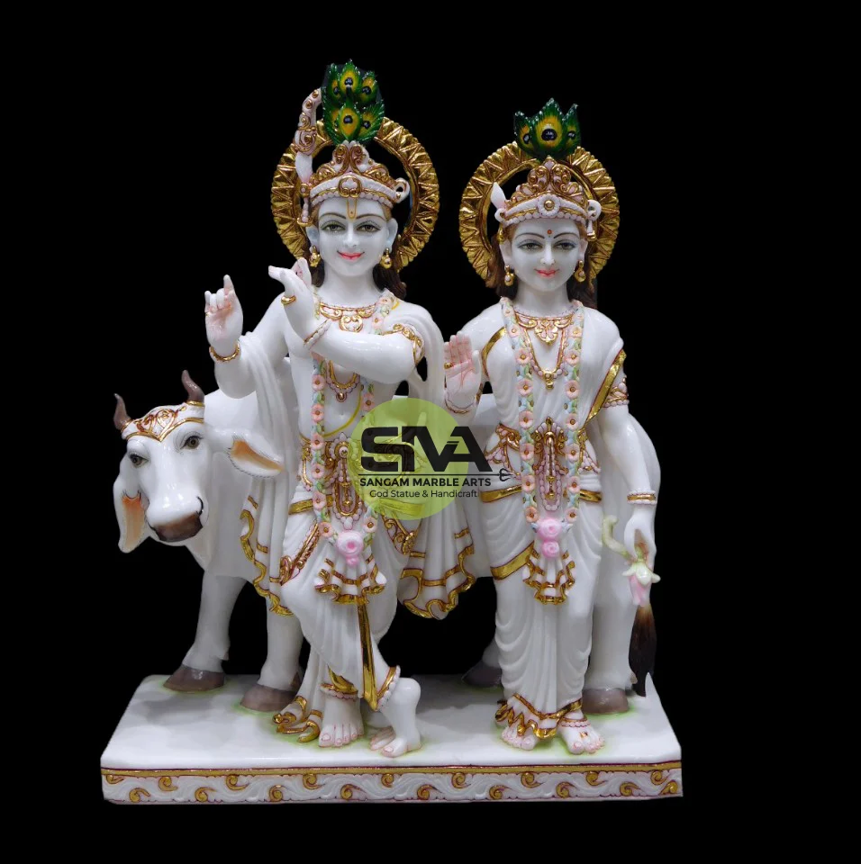 Statue of Radha Krishna with cow
